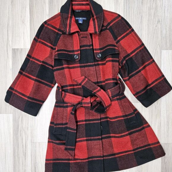 Gap Womens Coat Red Buffalo Plaid Wool Medium Jacket - Picture 1 of 8